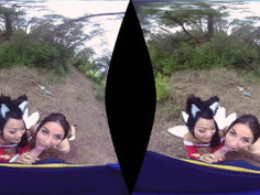 LEAGUE OF LEGENDS AHRI + NIDALEE CREAMPIE VR PORN