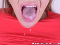 Kandace swallows a load at Amateur Allure.