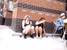 I was waiting for the light to change, when behind me this girl was about to get up, so I turned on the camera