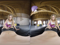 Slut in a mini skirt gets fucked doggystyle while moaning in VR