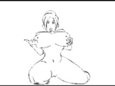 ふたなりの線描画GIF