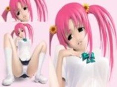 3D変態ピンクの髪の少女