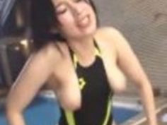 【今永さな】色白で美乳の風俗嬢が、ハイレグ水着でSEX＆SMクラブで調教