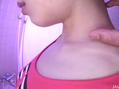 Sweet Kana Miura fondled and played with in the bathroom