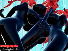 3人でおっぱいを擦りつけ合う動画【百合】