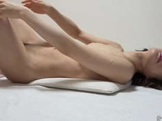 Japanese girl shows nude gymnastics