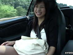 Japanese brunette, Karin Asahi sucks dick, uncensored